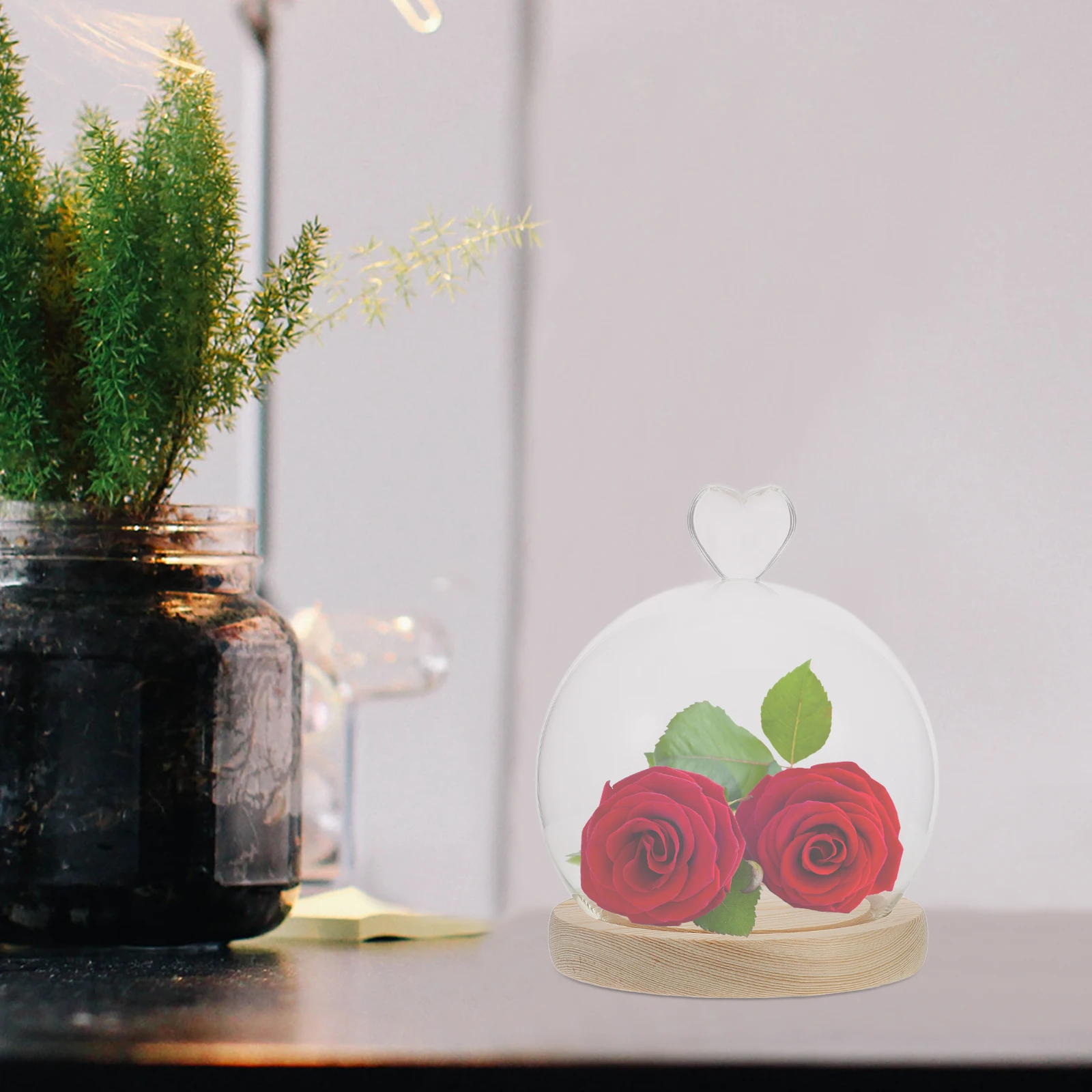 

1 Set Dome Case With Wood Base Clear Display Globe Collectibles Decor Cloches For Dried Flowers Glass Display Dome Showcase