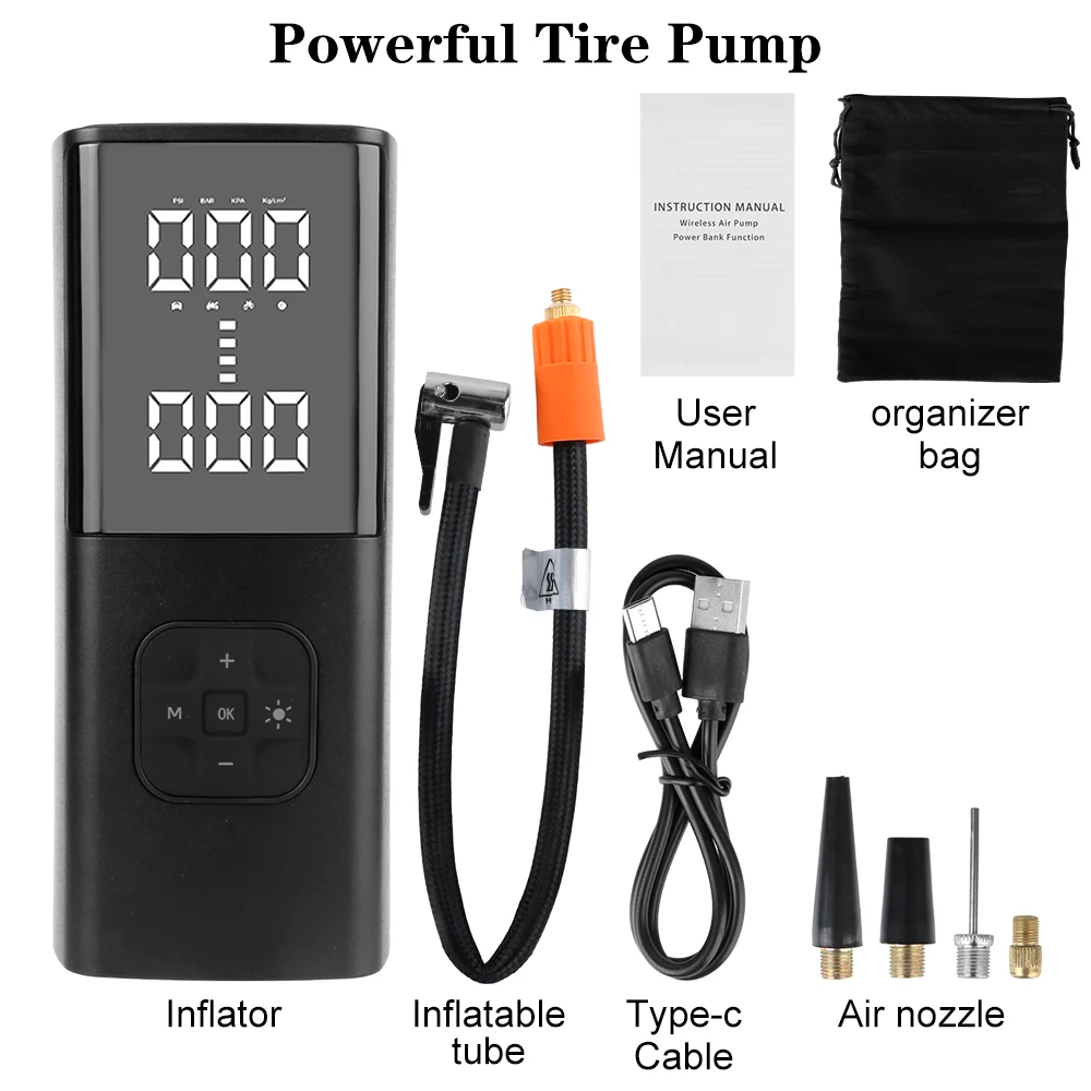 Digital Portable Car Air Compressor For Motorcycles Pickup Truck Super Power Inflatable Pump Tyre Air Pump Wireless