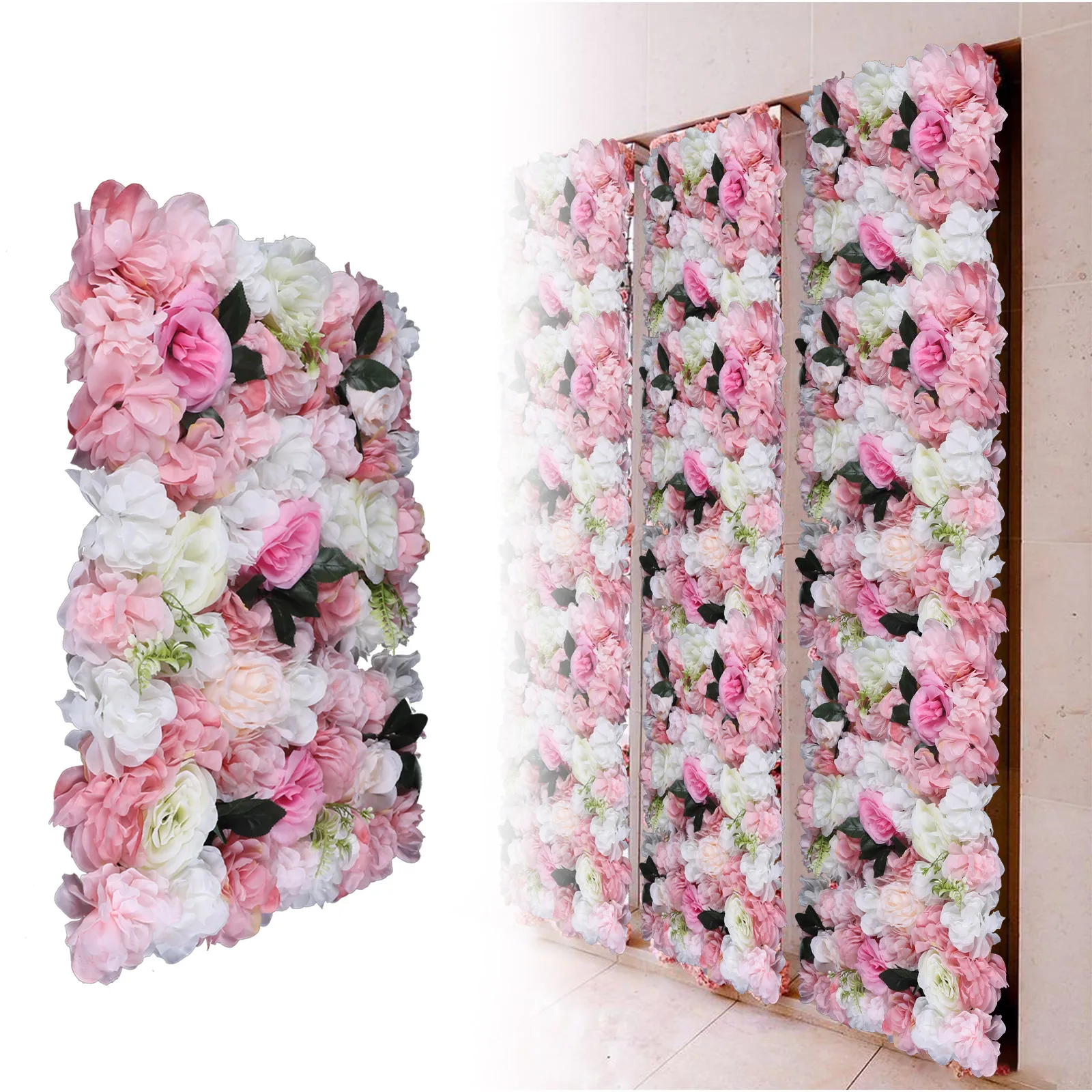 12 pcs Artificial Silk Flower Wall Panel Wedding Photography Venue Artificial Flower Wall Backdrop Faux Flower Panel