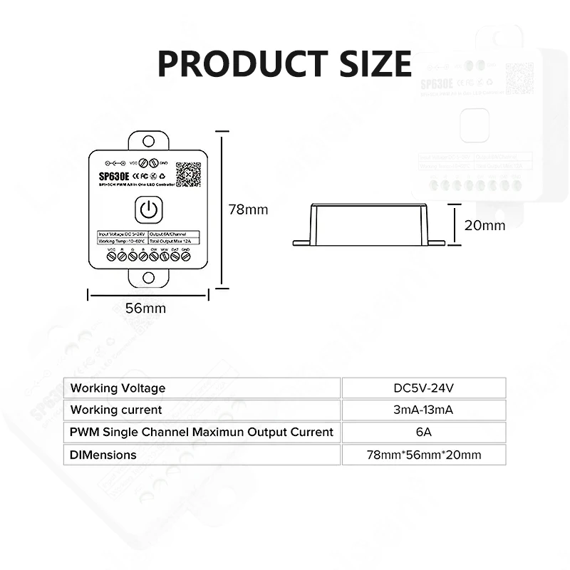 Smart BT SP630E All In 1 LED 5CH kontroler PWM SPI dla pikseli listwa oświetleniowa LED WS2812B WS2811 COB 5050 RGB RGBW ct muzyka 5V-24V