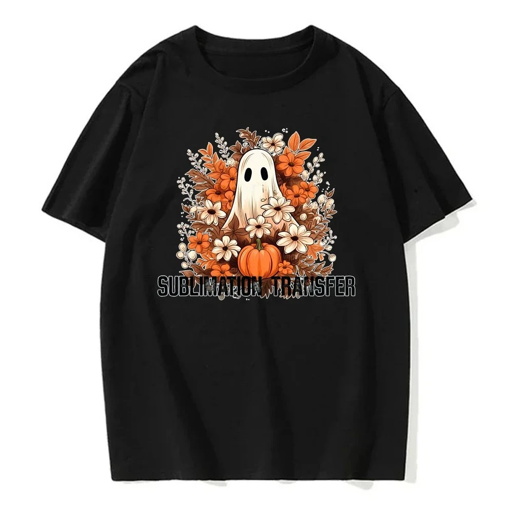 

Jack Lanterns Women Ghost Pumpkin Bat Skeleton Print Round Neck Pullovers Cotton Shirt Graphic T Shirts Y2k Top Harajuku Tops