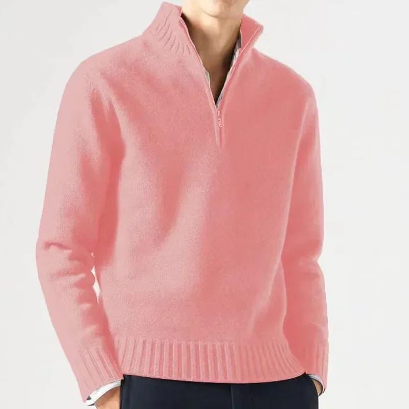Mens Winter Casual Daily Warm Coats Turtlenecks Half Zipper Sweaters Knitwear Spring Pullovers Solid Long Sleeved Tops for Male