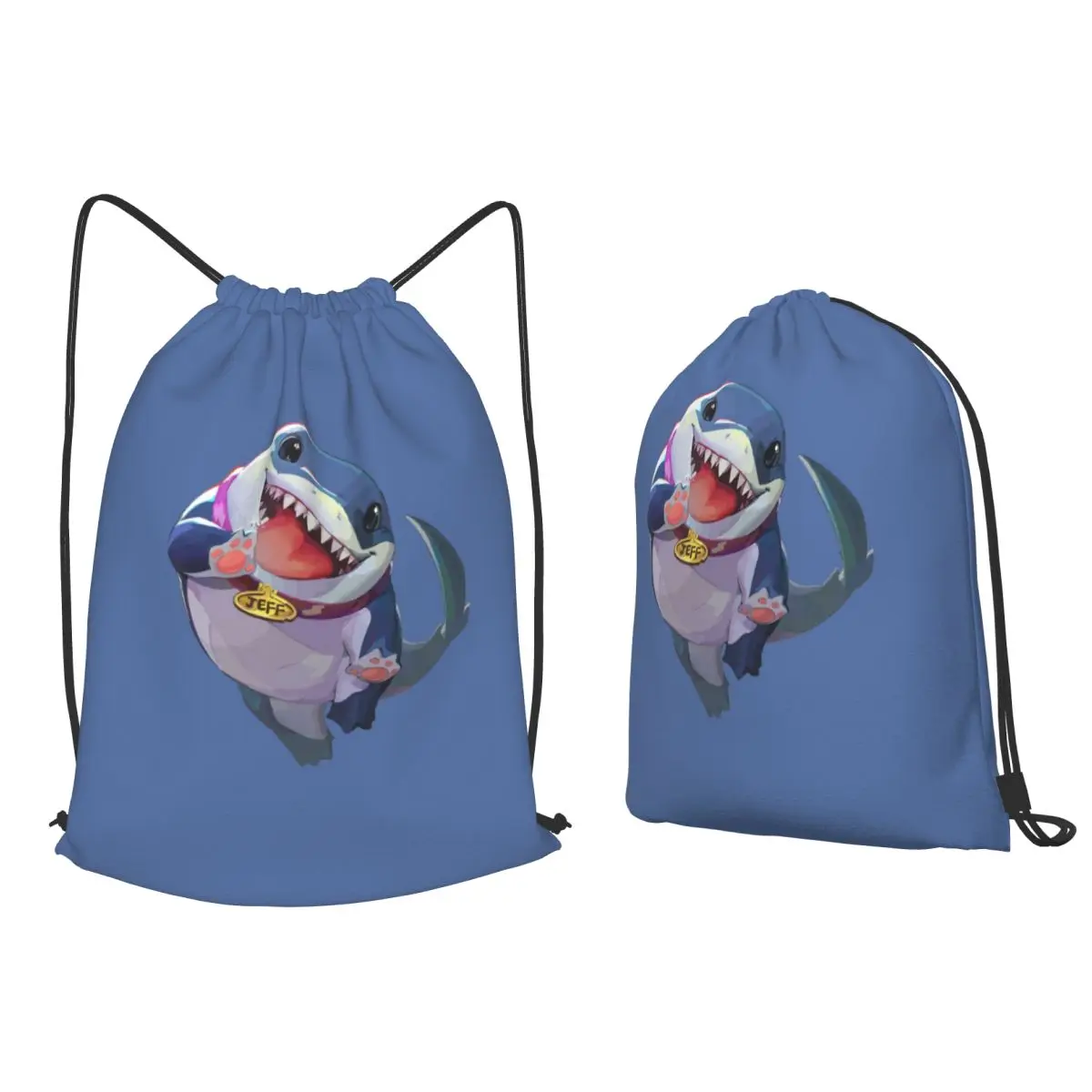 

Jeff The Land Shark Backpacks Casual Drawstring Bundle Pocket Sundries Bag Book Bags for Man Woman Students