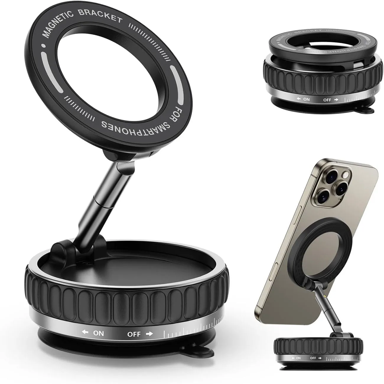 

2025 New Adjustable & Foldable Magnetic Car mobile Phone Holder N52 Strong Magnet 360° Rotatable, Vacuum Suction Cup Mount