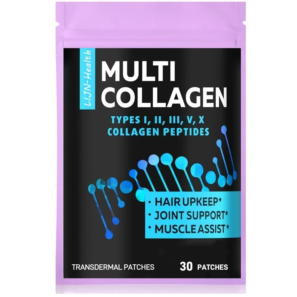 30 Patches Multi Collagen Transdermal Patches Support Skin, Hair, Nail, Joint and Bone Health