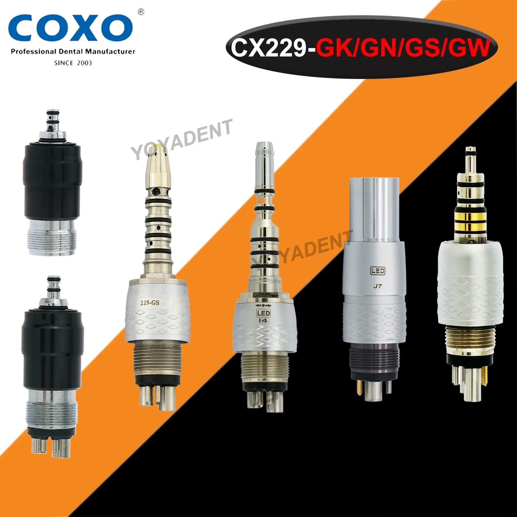 

COXO Dental 6Pin LED Coupling For Fiber Optic High Speed Handpiece B2/M4 Coupler Fit KAVO NSK WH SIRONA QD-J Type Quick Coupling