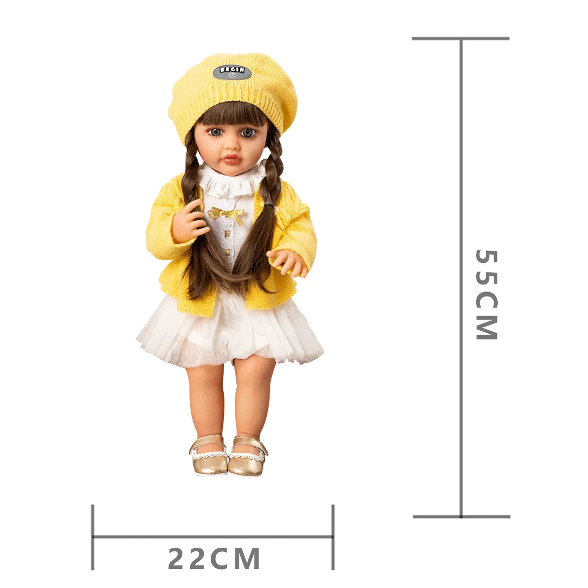 Realistyczne 55 CM 22 Cal odrodzone lalki realistyczne peลne silikonowe winylowe lalki Baby Bebe lalka dziewczynka noworodek ksiฤลผniczka prezent
