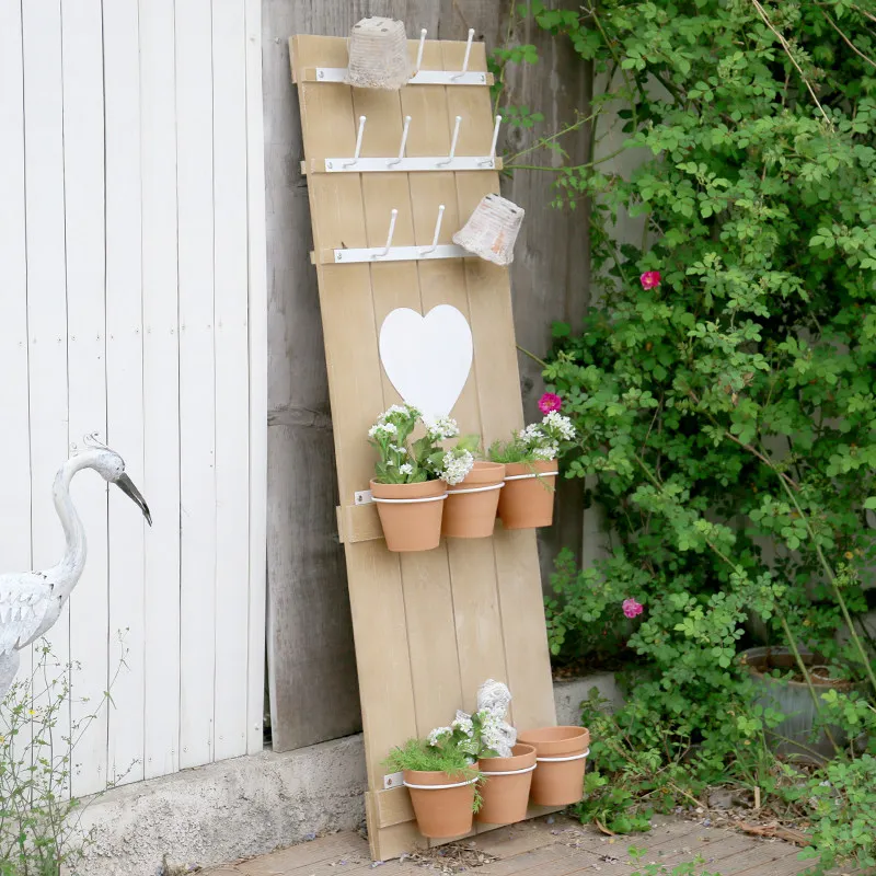 Antiseptic wood flower pot frame, flower stand, stand against the wall, gardening decorative wood board, balcony, courtyard flow
