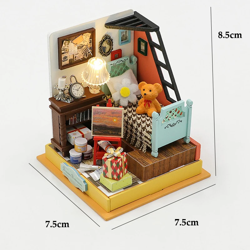 DIY Mini 3D Puzzles Holz Puppenhaus mit Möbel Licht Kits Puppenhaus Casa Miniatur Zubehör handgemachte Holzspielzeug Geschenke – Detail 4