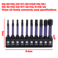 10Pcs Magnetic Hex Head Screwdriver Bit Set 1/4 Shank Screwdriver Bit Imperial 5/64 3/32 7/64  1/8 9/64 5/32 3/16 7/32 1/4 Power