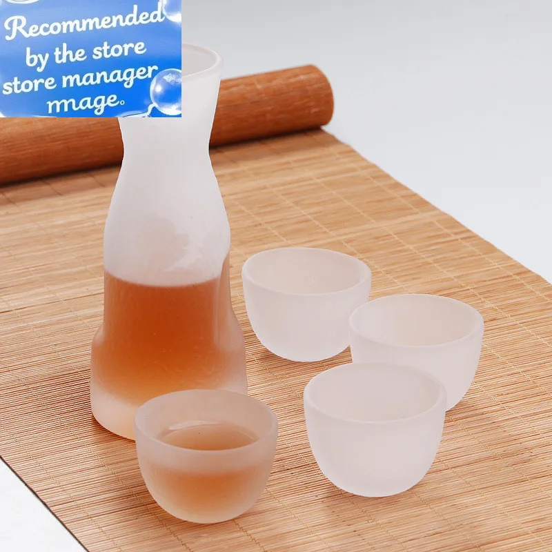 Japanese Glass Wine Set Creative Sake Glass Pot Ice Jug Flagon Liquor Spirits Shochu Cups Wine Bottle Drinkware Bar Set Gifts