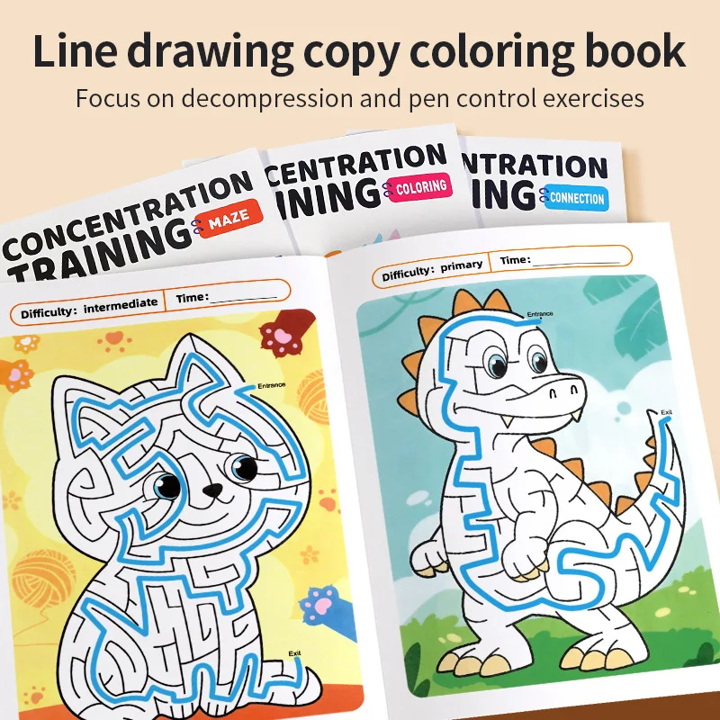 Magic Line Maze Left and Right Brain Thinking Concentration Challenge Puzzle Game Book Children's Whole Brain Training Books