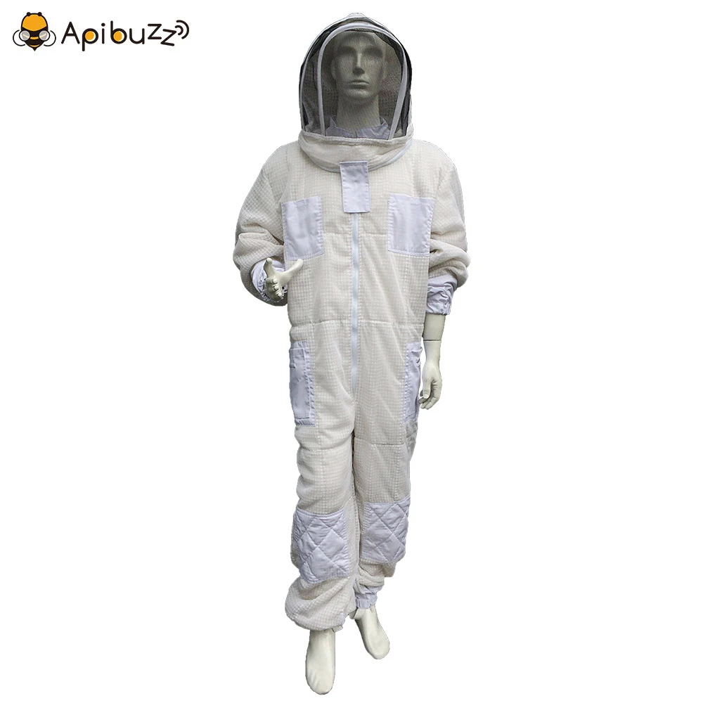 Beekeeper Outfits, Heavy Duty 3-Layer Ultra Breathable Mesh Vented Beekeeping Suit with Hooded Hat-Veil,Ultra Breeze Bee Suit