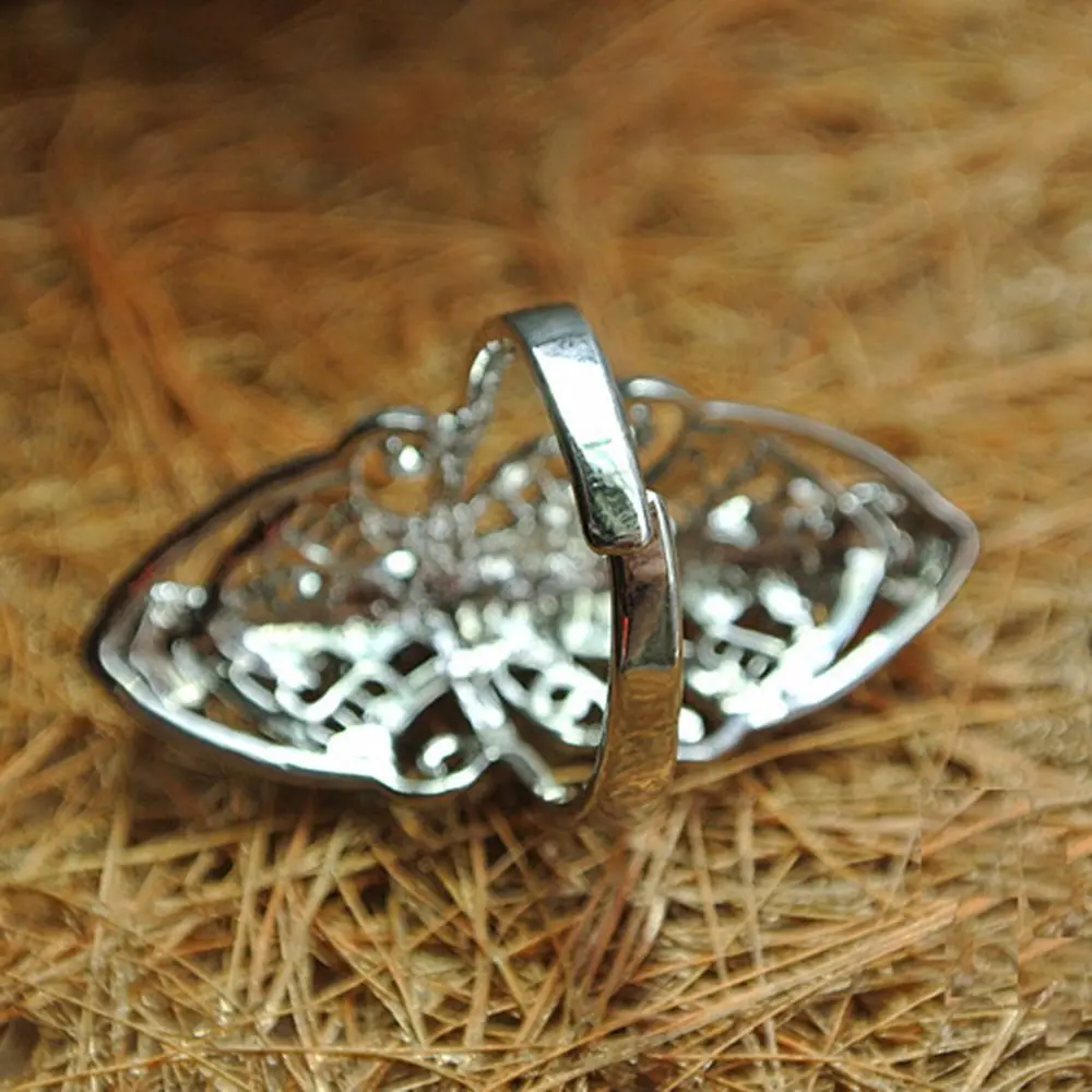 Unisex Jewelry Adjustable Reiki Gem Ring Healing Hollow Stone 7 Chakra Silver Plated
