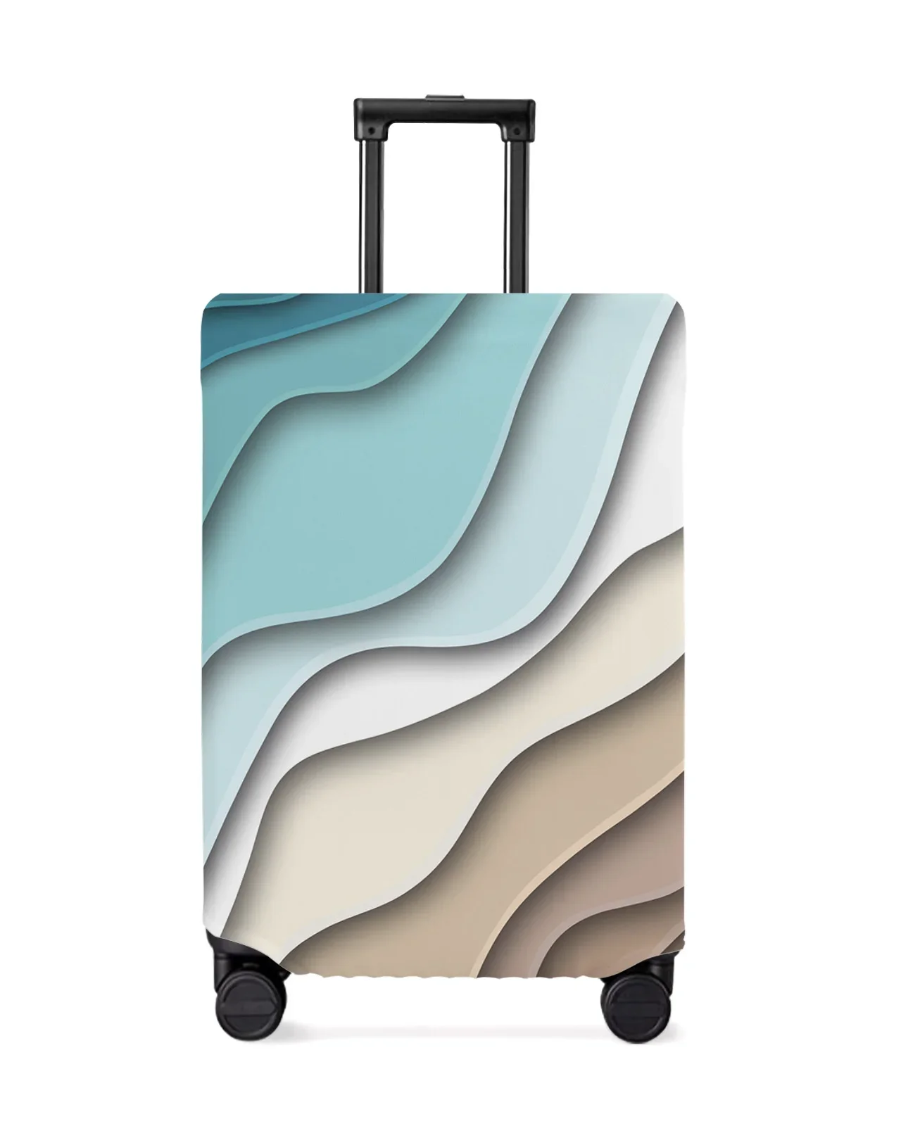 Blue Green Gradient Brown Modern Geometric Abstraction Luggage Cover Elastic Baggage Cover Suitcase Case Travel Accessories