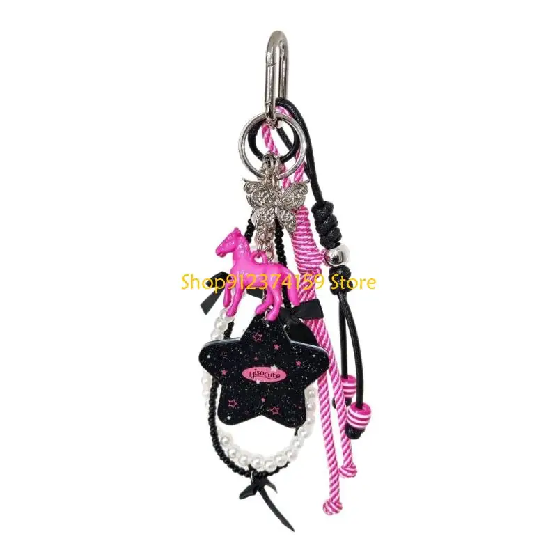 

G5AE Bag Pendant Charm Braided Rope Keychain Bag Charms for Handbags Bag Accessories