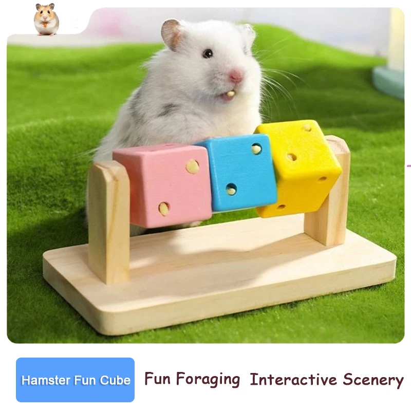 

1PC Funny Colorful Wooden Rubik's Cube-shaped Interactive Chewing Toy for Small Pet Birds Parrots Hamsters Boredom Relief Toys
