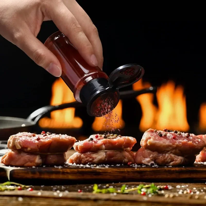 20/1 قطعة زجاجات توابل بلاستيكية مع غطاء شاكر الملح الفلفل شواء بهار التوابل الجرار الحاويات زجاجة تخزين مع ملصقات #4