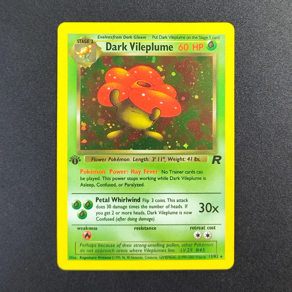 

Коллекционная карта DIY Pokemon TCG Pocket Card 2000 P.M Dark Vileplume 13, суперредкая, классическая, для игры, аниме-карты, игрушки