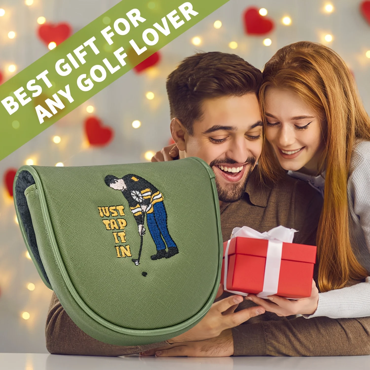 1pc Playing Golf Alone Design Golf Club Head Cover, Golf Putter Head Cover, Golf Semi-Circular Putter Head Cover view 5