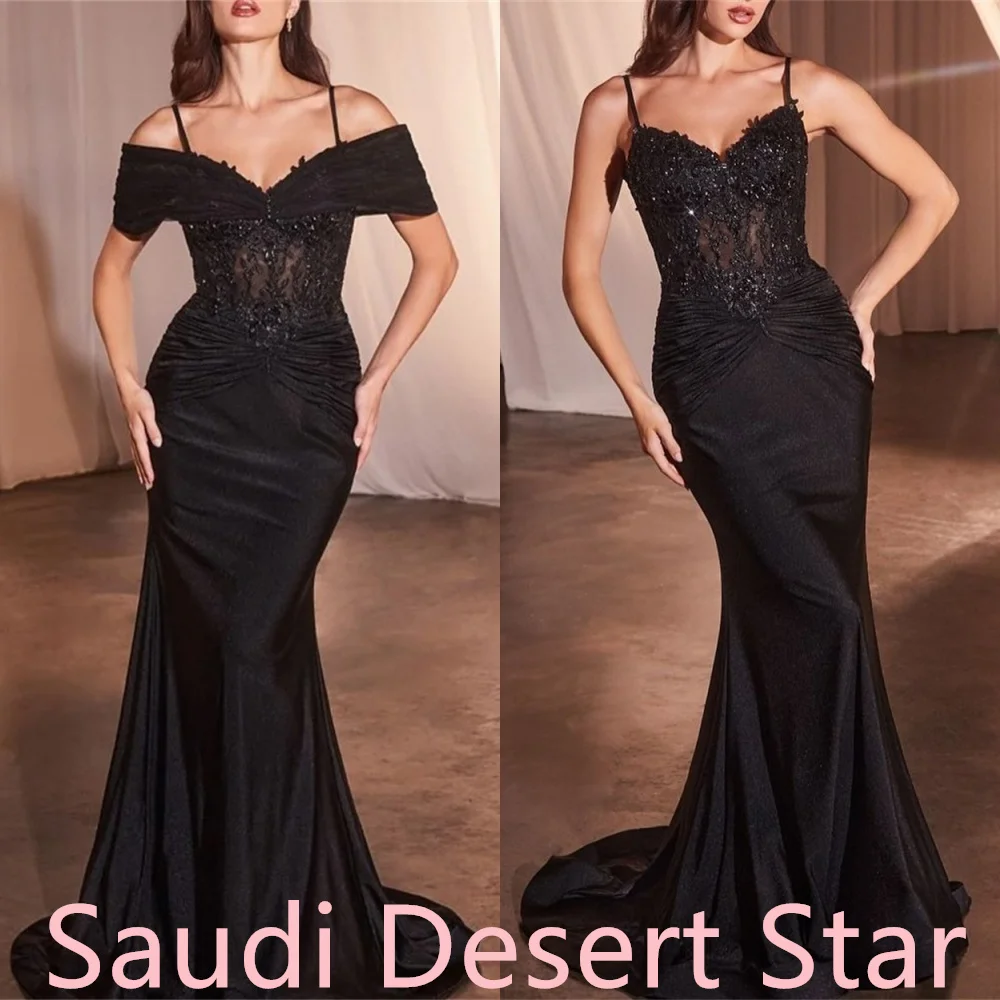 

Customized Temperament Black Jersey Homecoming Dress Exquisite Lace Strapless Spaghetti Straps Mermaid Zipper Back Vestido De No