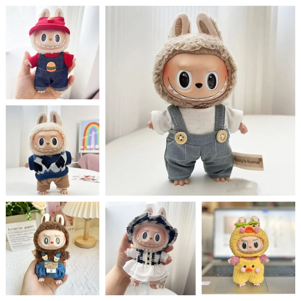 17cm Mini Plush Doll'S Clothes Outfit Accessories For Korea Kpop Exo Labubu Idol Dolls Color Match Hoodies Clothing Gift