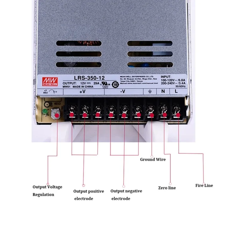 Fonte de alimentação de comutação Meanwell, LRS350, DC 3.3V 4.2V 5V 12V 15V 24V 36V 48V LRS-350-5 LRS-350-12 LRS-350-24 LRS-350-36 LRS-350-48