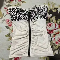 Chalecos Retro Hottie ajustados sin tirantes, camisetas sin mangas con costuras de leopardo y subcultura americana, chaleco Sexy con diseño de cremallera Punk Harajuku para mujer