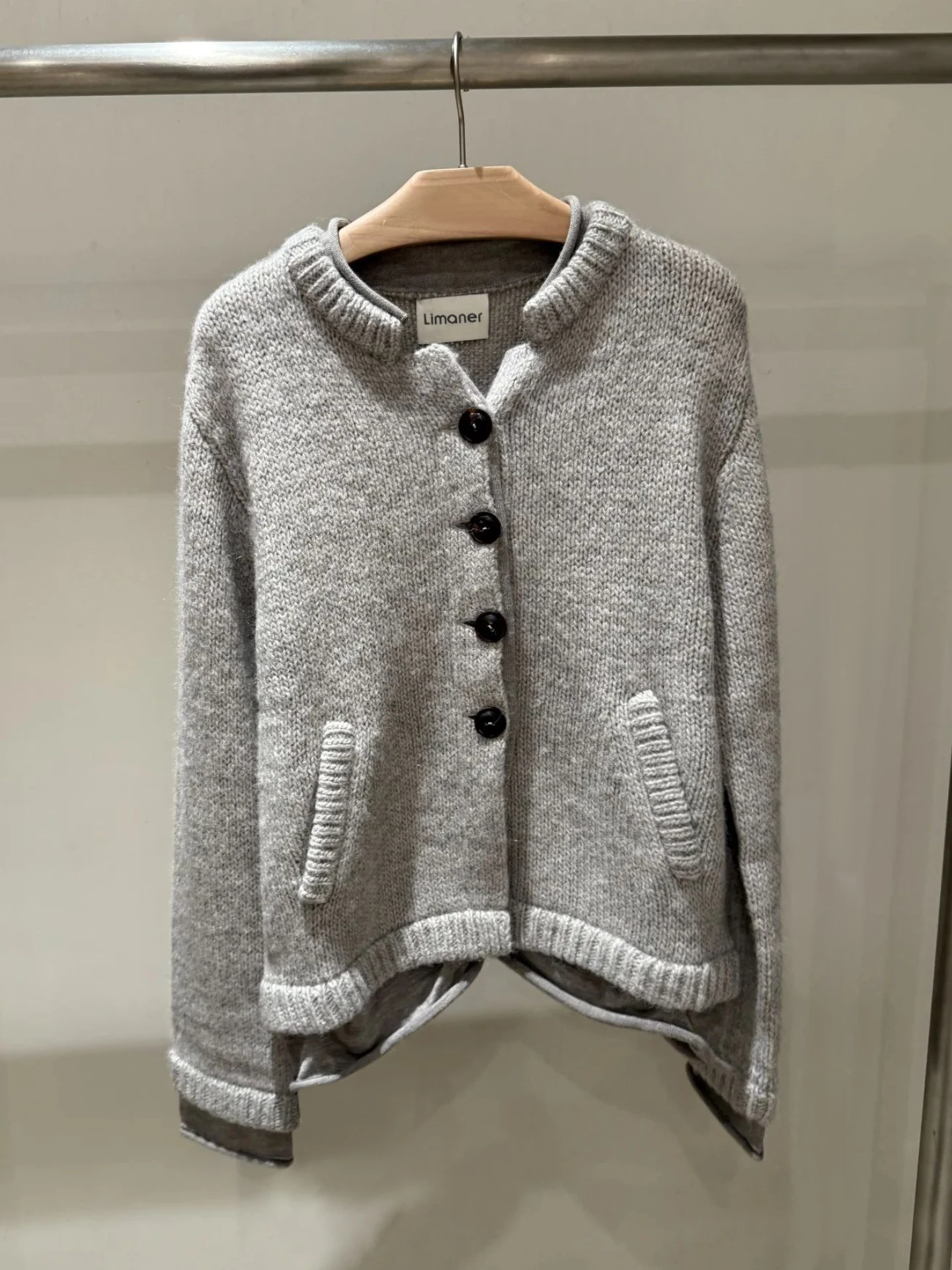 

ay Knitted Long Sve Open Cardigan Women's Sle Fake Two-Piece Single Button Autumn Winter Faion Casual Loose Fit Swea...