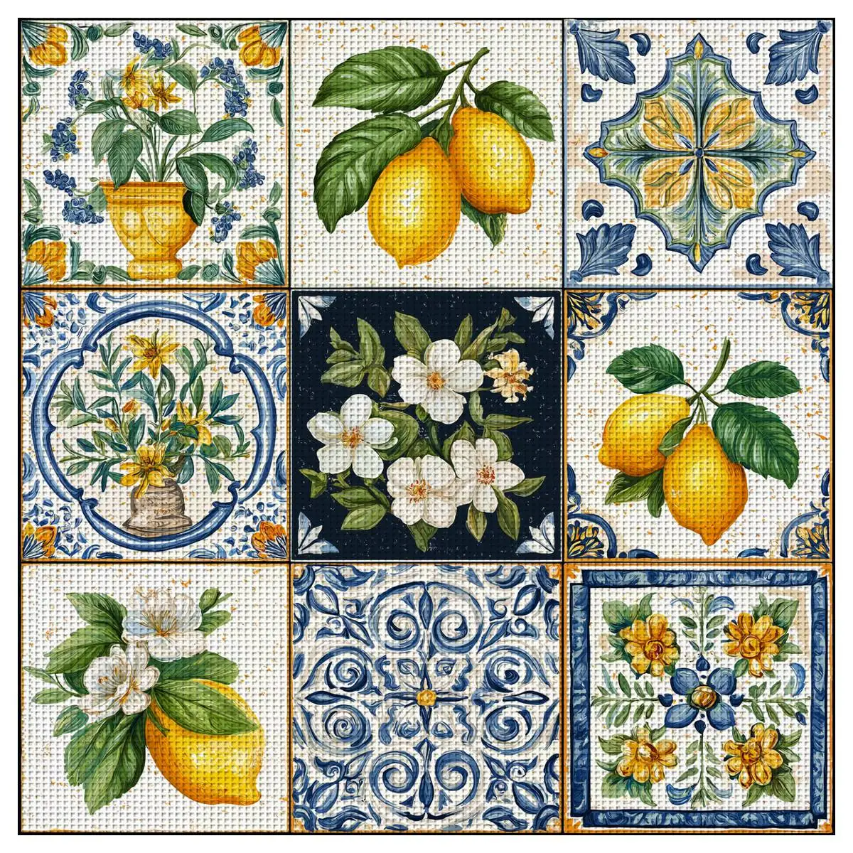 1 Stück 30x30 cm/11,8 Zoll Zitronen-Motiv Kreuzstich-Set DIY-Kit 11/14/16CT DIY-Stickerei-Set DIY-Kreuzstich-Set als Geschenk
