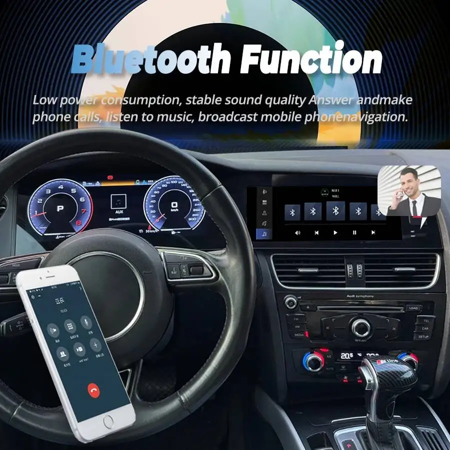 12.3+10.25" Android Auto Dual Screen For Audi A4 A5 A4L S5 B9 RS4 RS5 Q5 2009-2016 Car Multimedia Bluetooth GPS Carplay DSP WIFI view 5