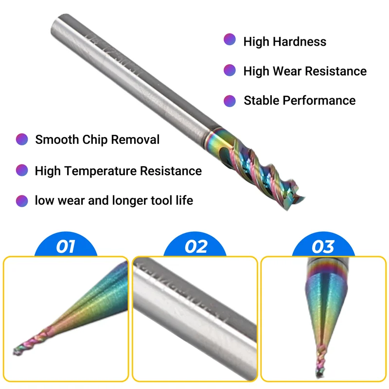 

AA01-Carbide Milling Cutter 3 Flute Tungsten End Mill CNC Tool Fiberglass Acrylic Wood Copper Woodworking Tools