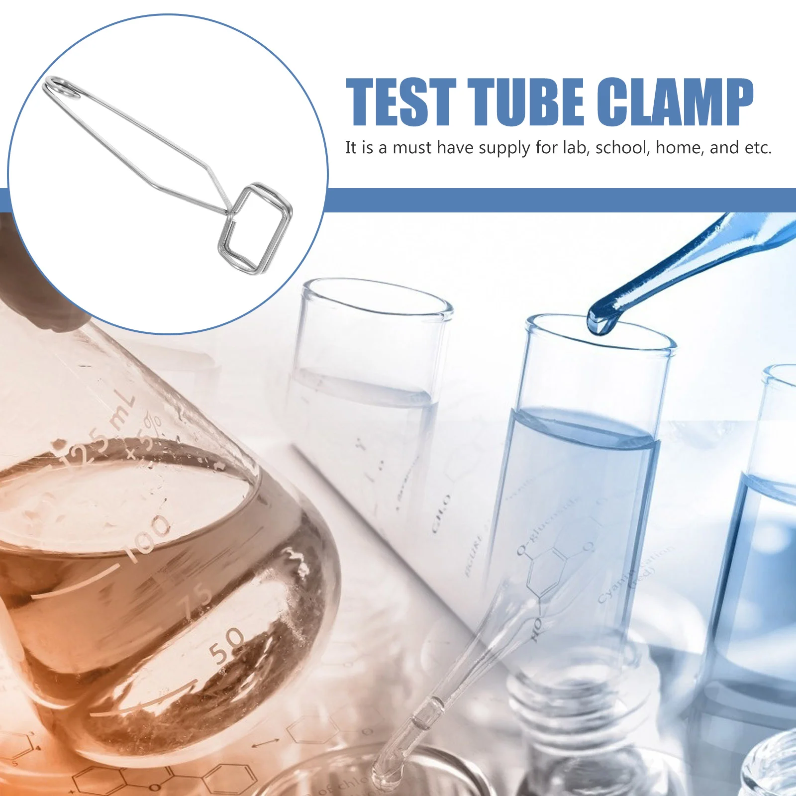 

4Pcs Test Tube Clamps Scientific Spring Iron Small Silver Durable High Temperature Laboratory Supply Test Tube Clamp