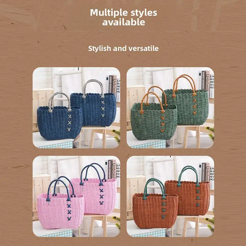 المنسوجة يدويا Wier مقبض سلة الخضار سلة فاكهة في الهواء الطلق نزهة المرجع سلة اليدوية Crt سلة التخزين البلاستيكية