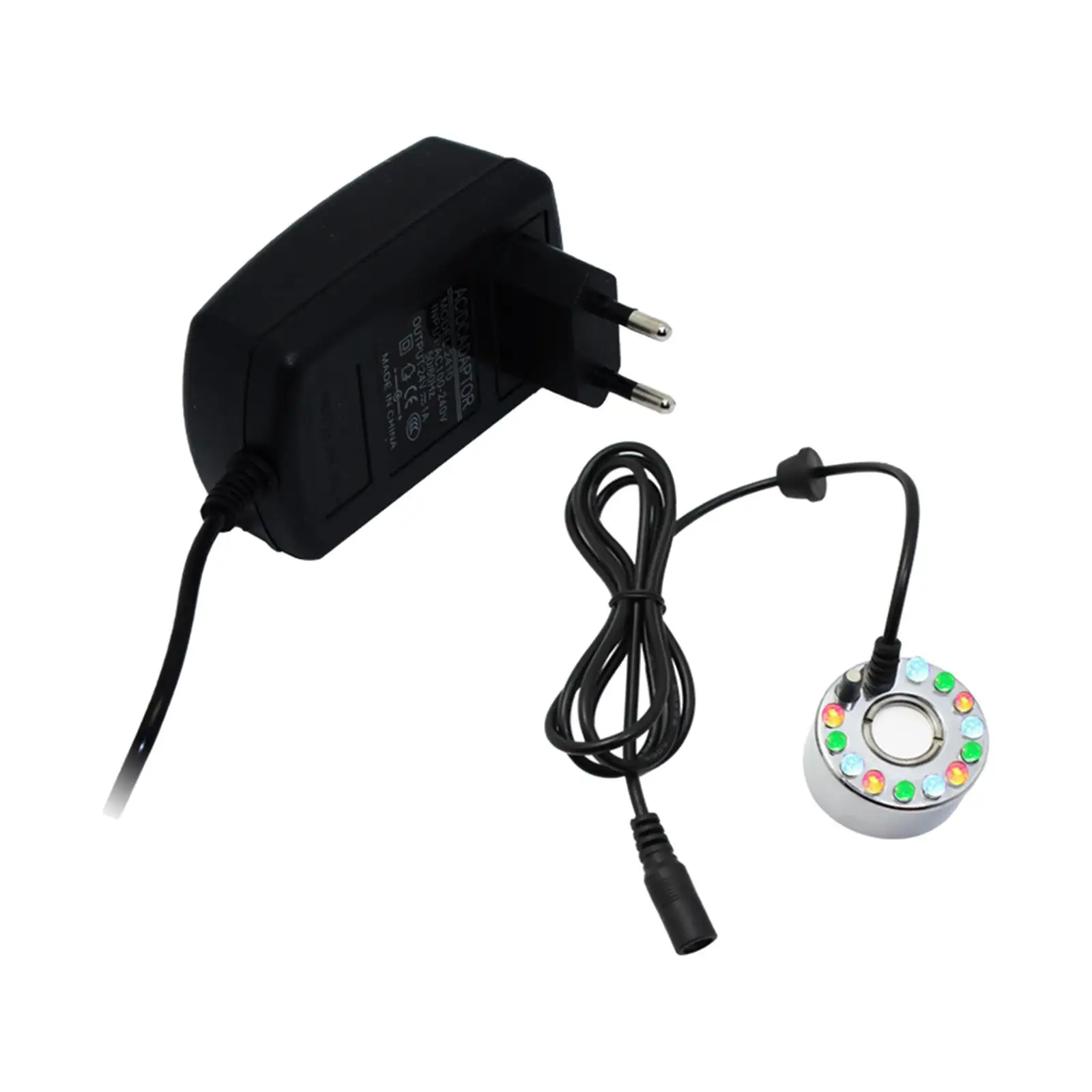 Mini Water Fog Machine Ultrasonic Mister with Colorful Lights for Greenhouse Terrarium Birdbath Rockery Decor