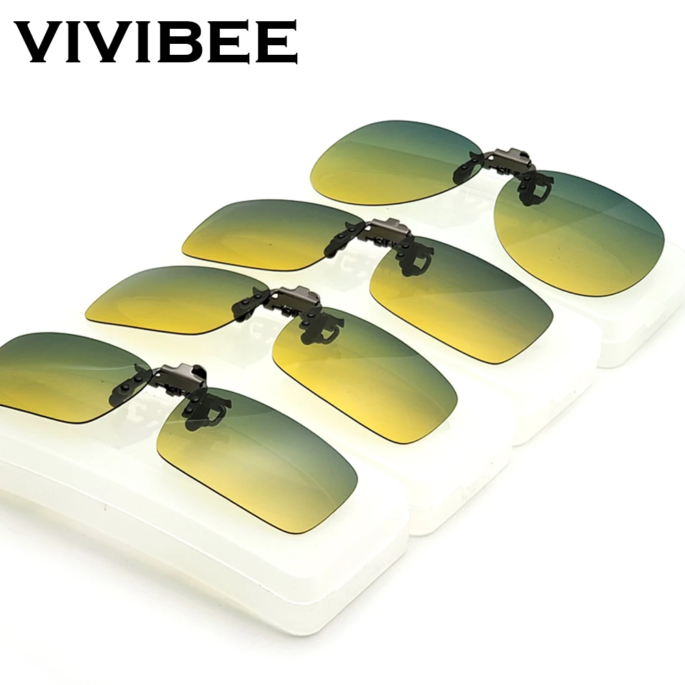 VIVIBEE Day and Night Vision Clip on Glasses for Driving Polarized Men Green Yellow Lens Driving Aviation Fishing Sunglasses