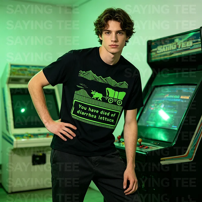 Diarrhea Lettuce - Lustiges T-Shirt Y2k Humorvolle Grafik-Bekleidung Baumwolle Kurzarm Vintage Spruch-T-Shirt Ästhetisches Streetwear-Outfit – Detail 3