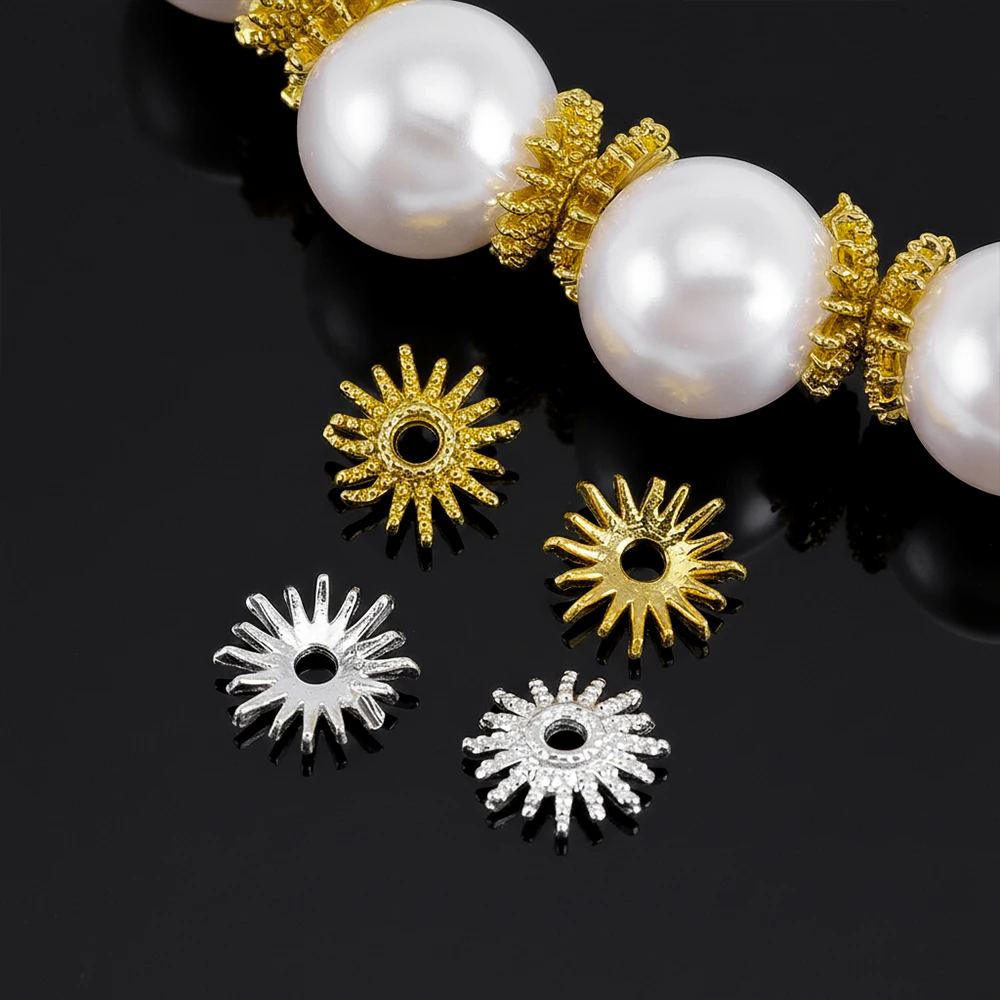 

18K Gold Plated 6mm Brass Spacer Beads Caps Flower Beads Caps For Bracelet Making Caps For Beads DIY Beading Accessories Crafts