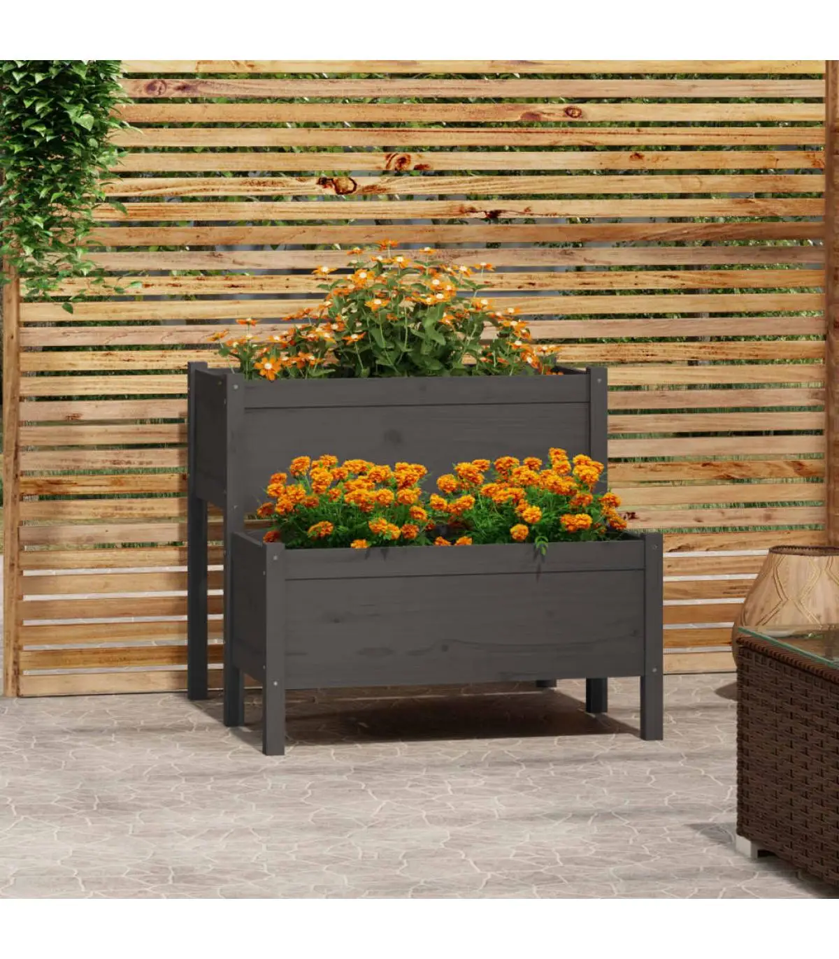 Flower pots and planters solid wood pine planter gray 84,5x84x75 cm