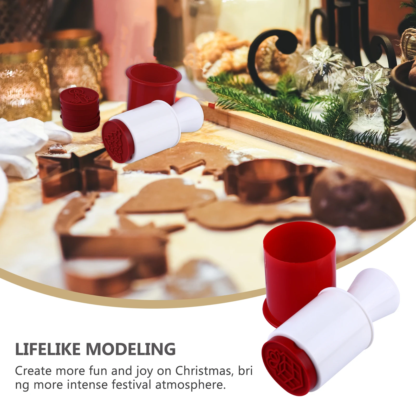 

6 Pcs Biscuits Cookie Stamp Mold Baking Molds Xmas Stampers Mould Decorate Supplies Red Man