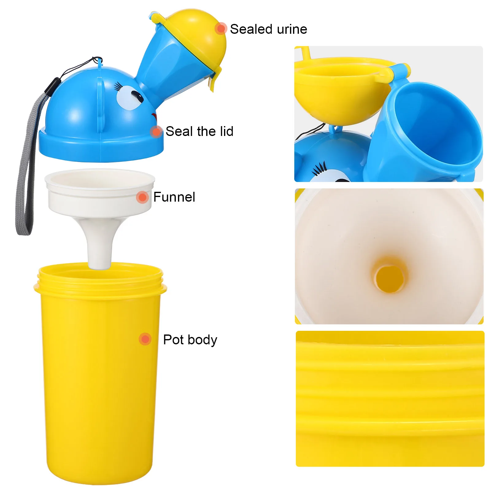 

Portable Urine Bucket for Toddler Yellow Kids Boys ABS Material No Leak Design Travel Potty Training Urinal Camping Car Beach