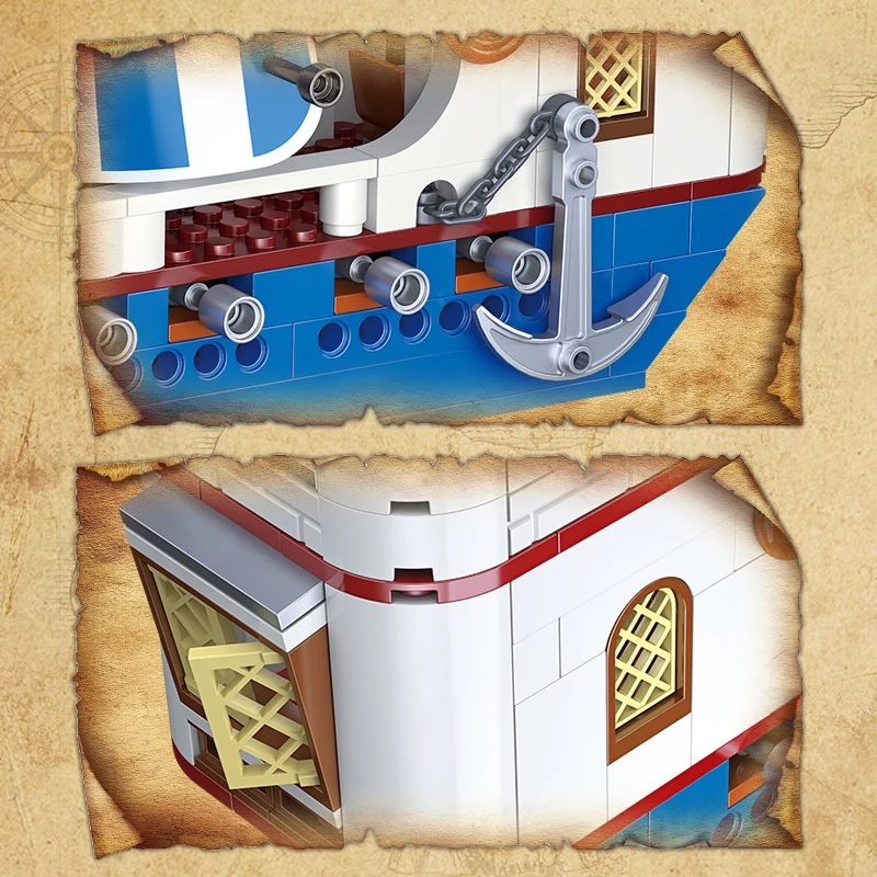NEW Pirate Ship Building Blocks Sets Creative Sailing Boat MOC Bricks Model STEM Educational Toys for Kids Boys Adult Gifts DIY