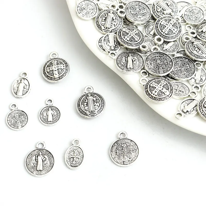 Saint Benedict Medallion Charms 10/20/30/40pcs Jesus Cross Catholic San Benito Pendants For DIY Religious Necklaces Bracelets