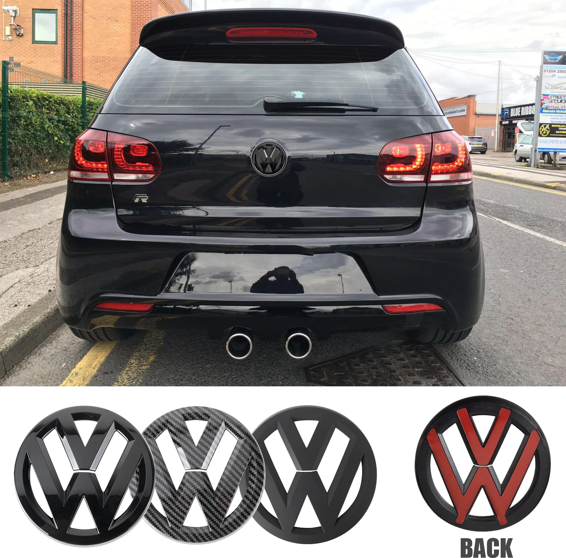 2Pcs Car Front Grill Badges Rear Trunk Emblem Lid Covers Logo Sticker For Volkswagen VW GTI GOLF 2016-2018 Touareg