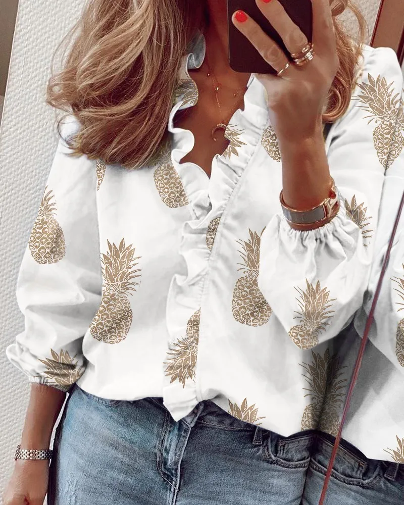 New long sleeved ruffled shirt for women\'s shirts in spring and summer