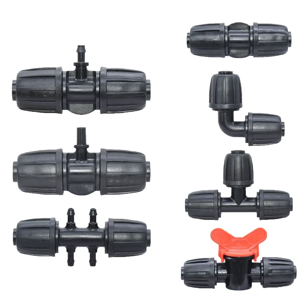 16mm PE Pipe Locked Connector Lock Nuts Garden Water Coupling 1/2'' Pipe 4/7mm Hose Fittings Garden Agriculture Irrigation Joint