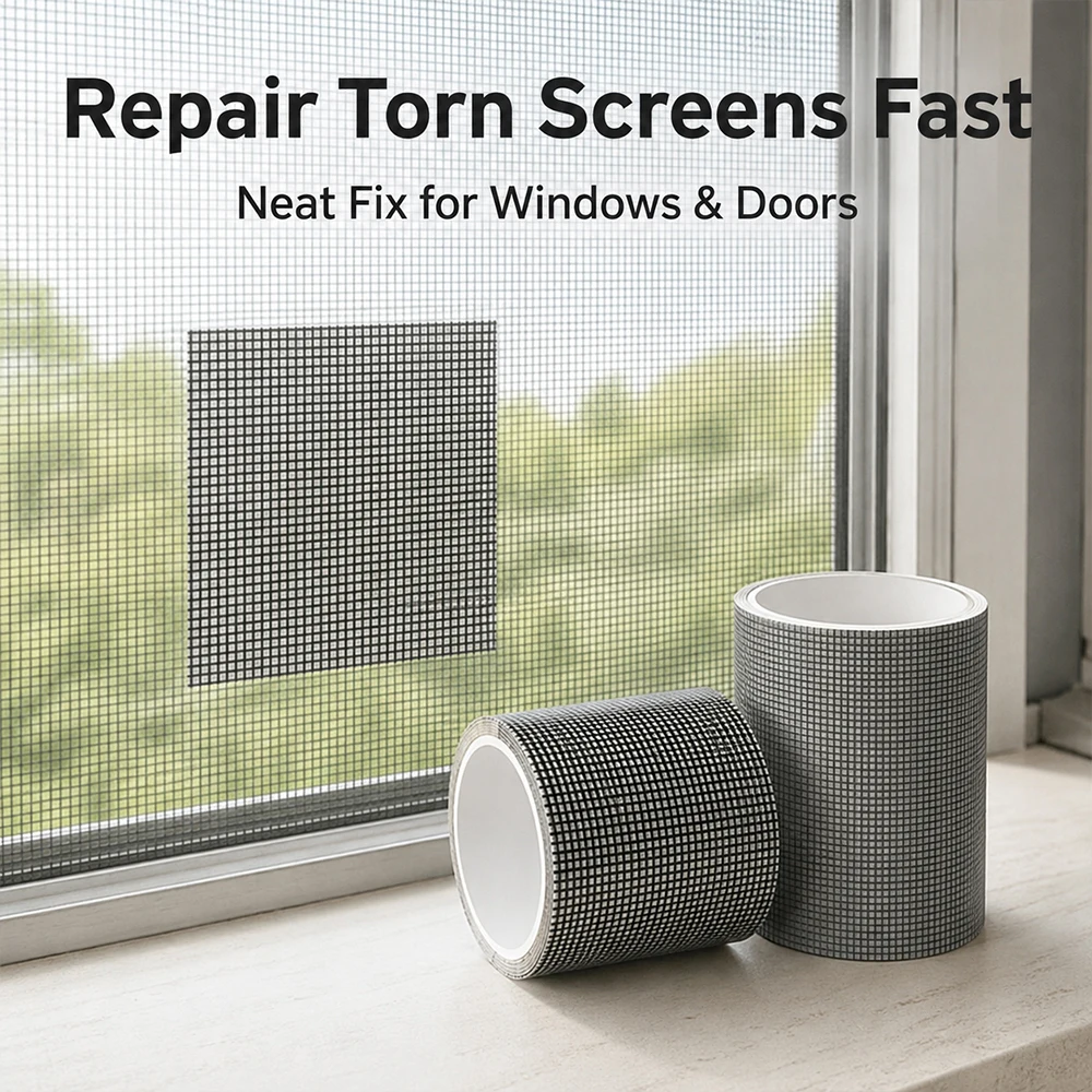 Self Adhesive Window Screen Repair Tape Waterproof Breathable Mesh Patch For Broken Door Window Fly Screen Hole Tear Fix 2 Color