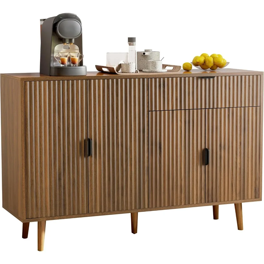 

Fluted Buffet Cabinet with Storage, Modern Storage Cabinet with Doors, Large Wood Buffet Sideboards for Kitchen Living Room