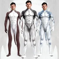 Halloween Furry Cosplay Costume Husky Dog Men's Cosplay Animal Wolf Print Pet Bodysuit Jumpsuit with Tail Party Cosplay Costume