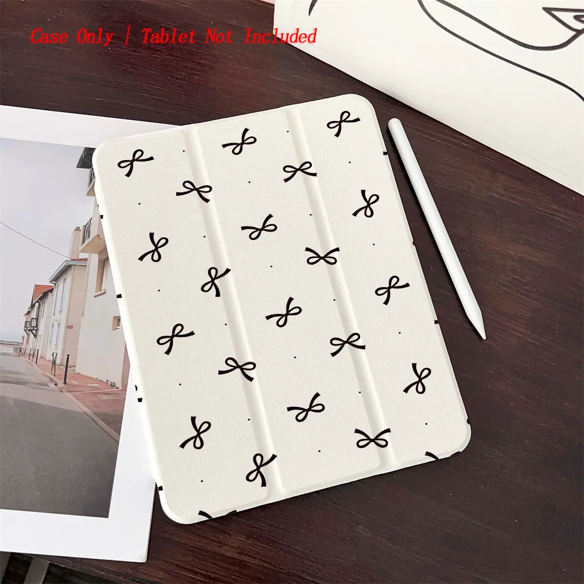 

8 Fresh Style Printed iPad Case, 360° Rotating Stand & Pen Slot,Book Style, Auto Sleep/Wake, Compatible with Various Apple iPads